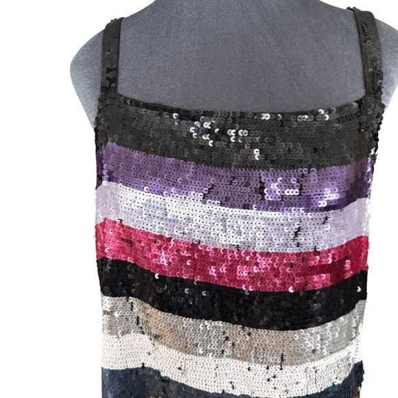 Parker Sequin Mini Dress Striped Sleeveless Party Cocktail Clubwear - Picture 5 of 10